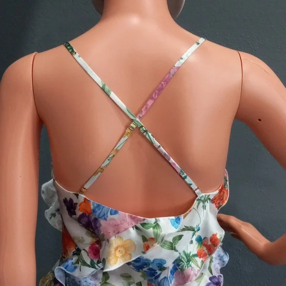 Show Me Your Mumu The  Romance Ruffle Ivory Botanical Floral Maxi Dress Size S - Picture 7 of 15